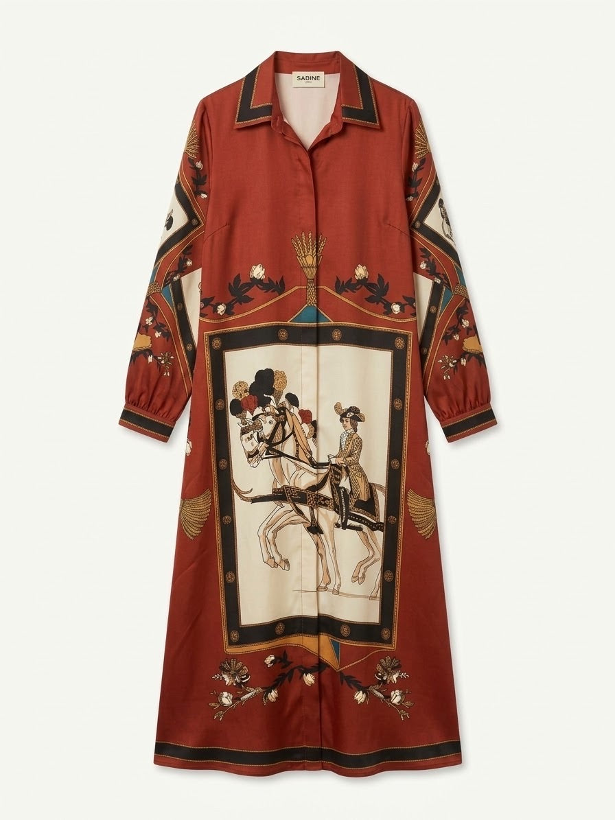 Robe Chemise Imprimé Cavalier Brique, La Garde-Robe de Nina - vue 5
