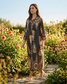 Robe Chemise Longue Imprimée Cachemire Noir & Marron, La Garde-Robe de Nina - vue 1