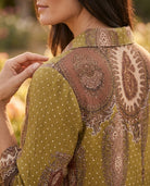 Robe Chemise Longue Imprimée Cachemire Kaki & Marron, La Garde-Robe de Nina - vue 4