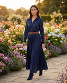 Robe Chemise Plissée Marine, La Garde-Robe de Nina - vue 1