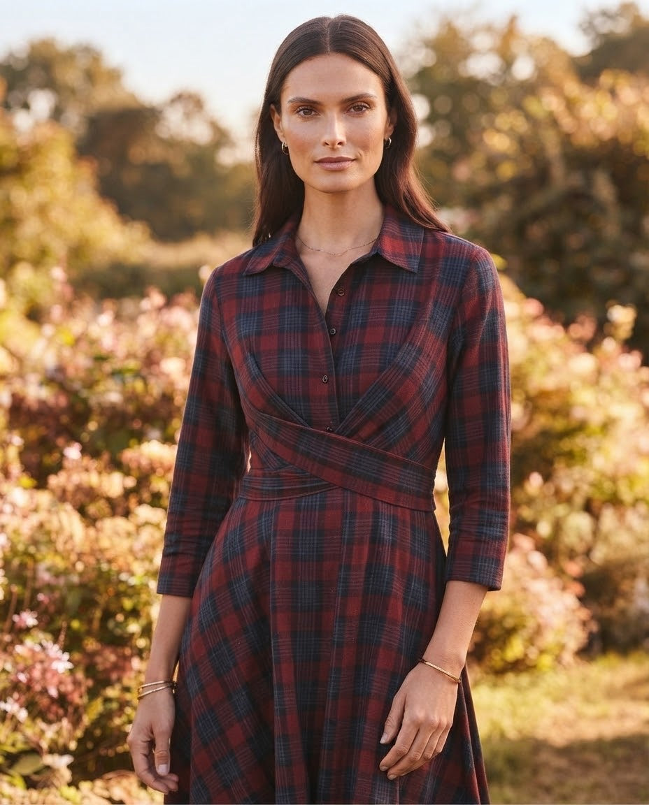Robe Chemise Tartan Ceinture Croisée, La Garde-Robe de Nina - vue 2