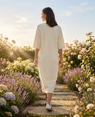 Robe Maille Carreaux Broche Amovible Écru, La Garde-Robe de Nina - vue 3
