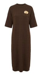 Robe Maille Carreaux Broche Amovible Marron, La Garde-Robe de Nina - vue 4