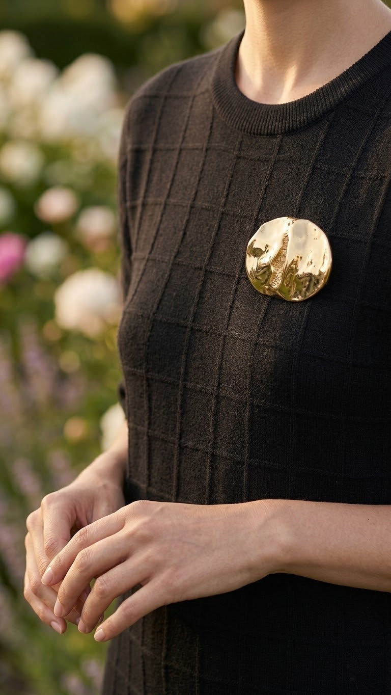 Robe Maille Carreaux Broche Amovible Noir, La Garde-Robe de Nina - vue 3