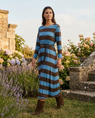 Robe Rayée Bleu Marron Sport Chic, La Garde-Robe de Nina - vue 1