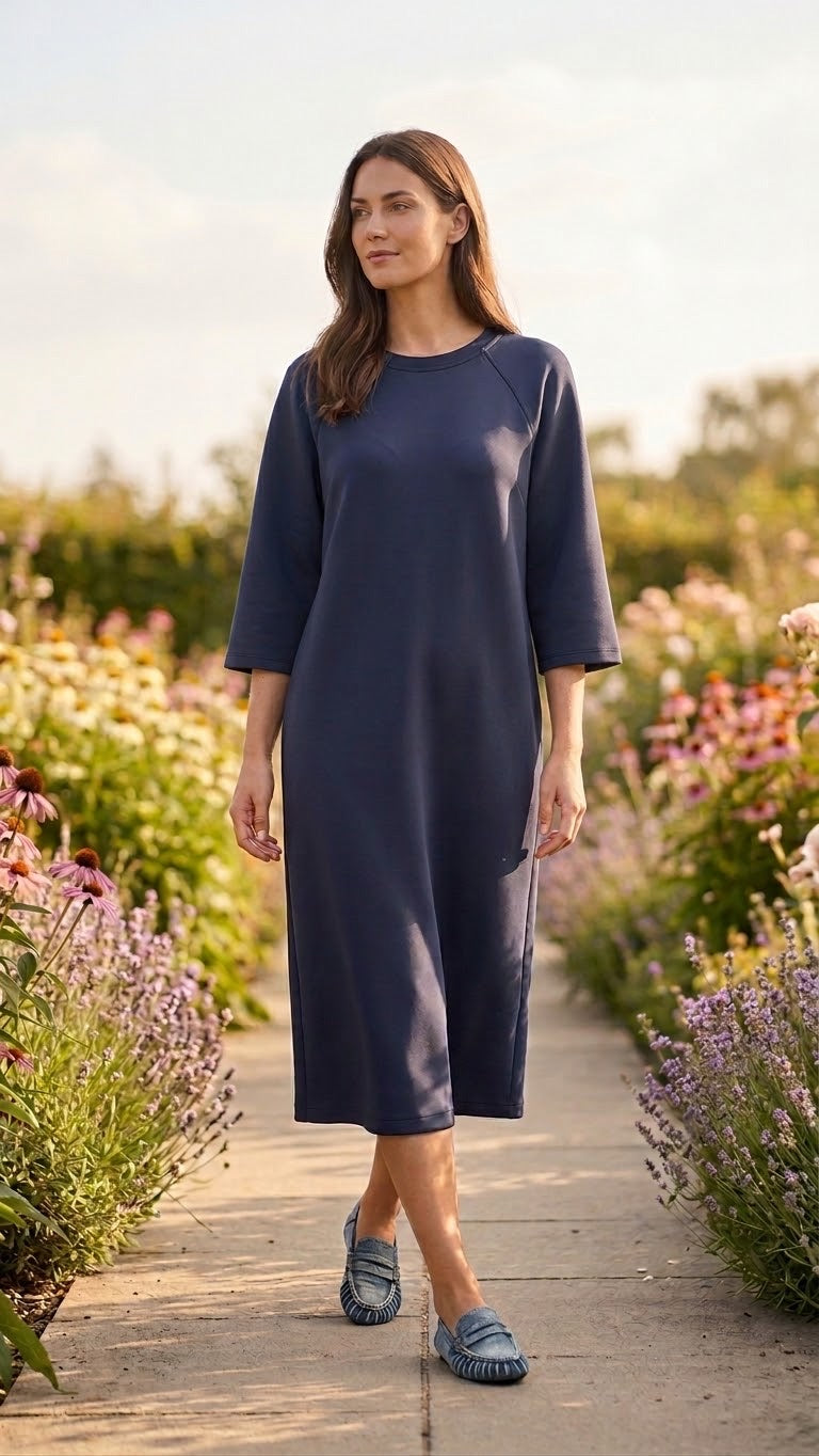 Robe Sweat Matière Sport Chic Marine, La Garde-Robe de Nina - vue 1