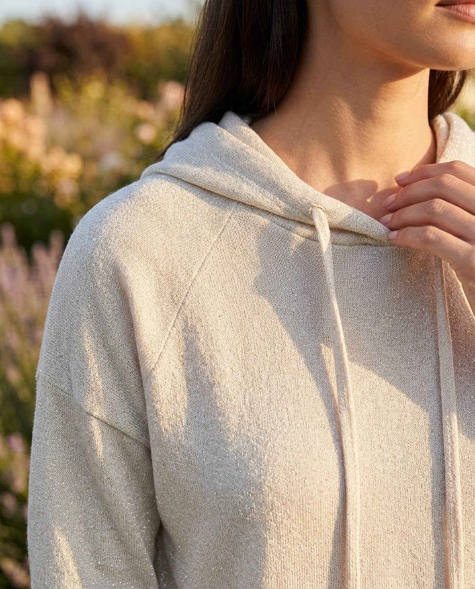 Sweat à Capuche Fils Lurex Beige, La Garde-Robe de Nina - vue 2