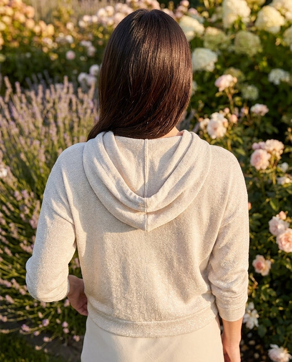 Sweat à Capuche Fils Lurex Beige, La Garde-Robe de Nina - vue 3