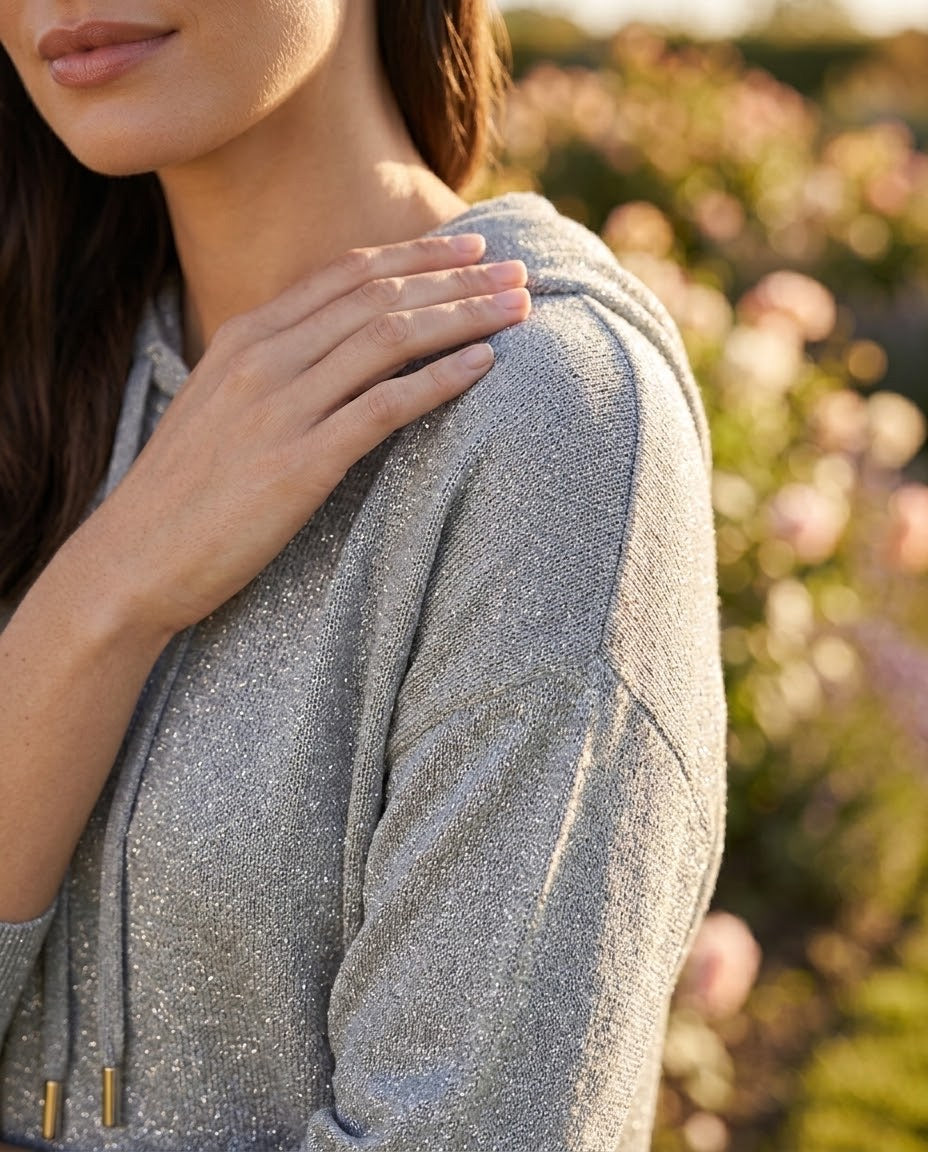 Sweat à Capuche Fils Lurex Gris, La Garde-Robe de Nina - vue 2