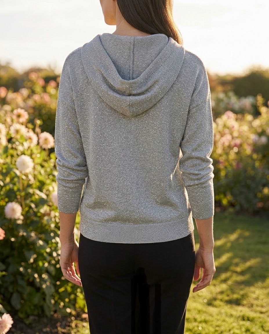 Sweat à Capuche Fils Lurex Gris, La Garde-Robe de Nina - vue 3