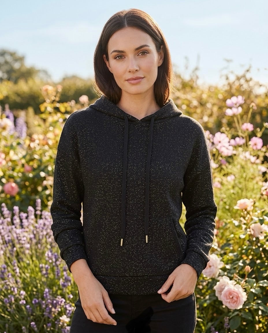 Sweat à Capuche Fils Lurex Noir, La Garde-Robe de Nina - vue 1
