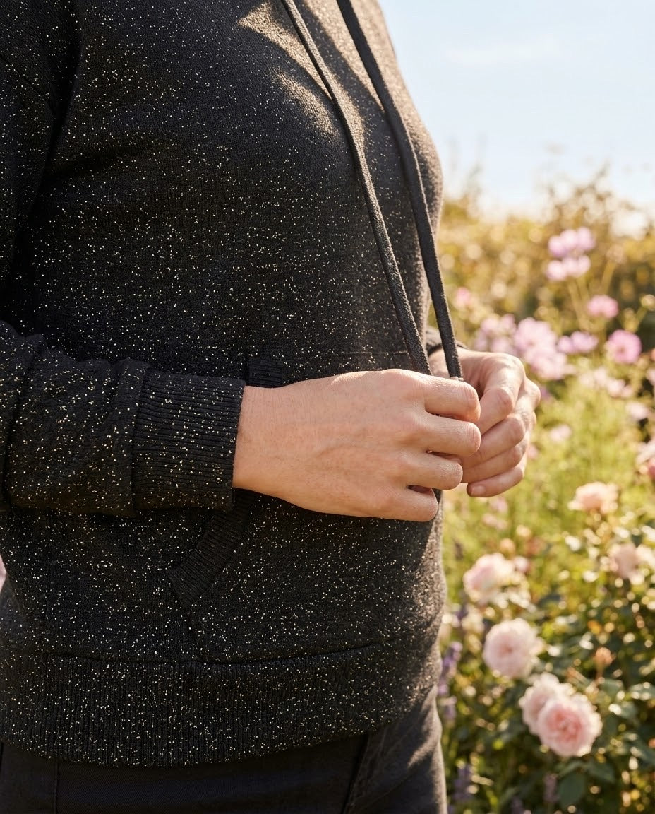 Sweat à Capuche Fils Lurex Noir, La Garde-Robe de Nina - vue 2