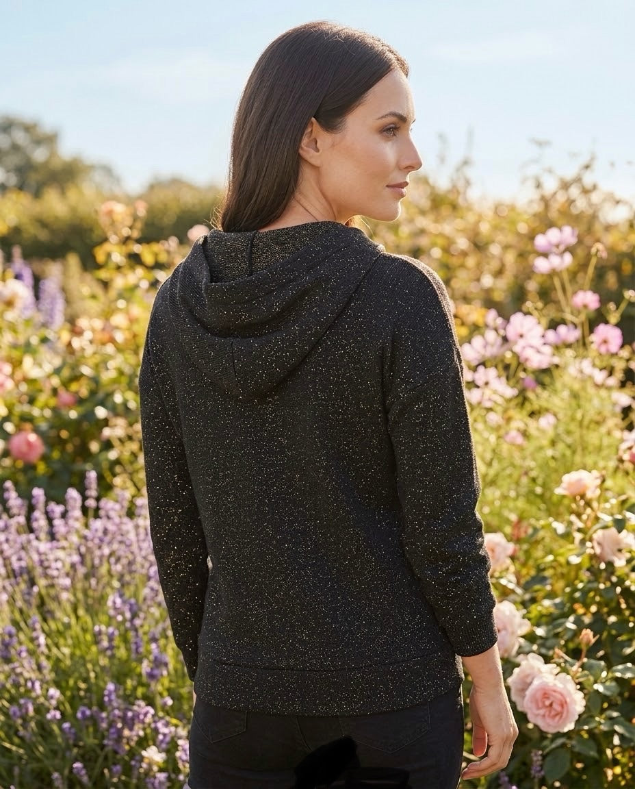 Sweat à Capuche Fils Lurex Noir, La Garde-Robe de Nina - vue 3