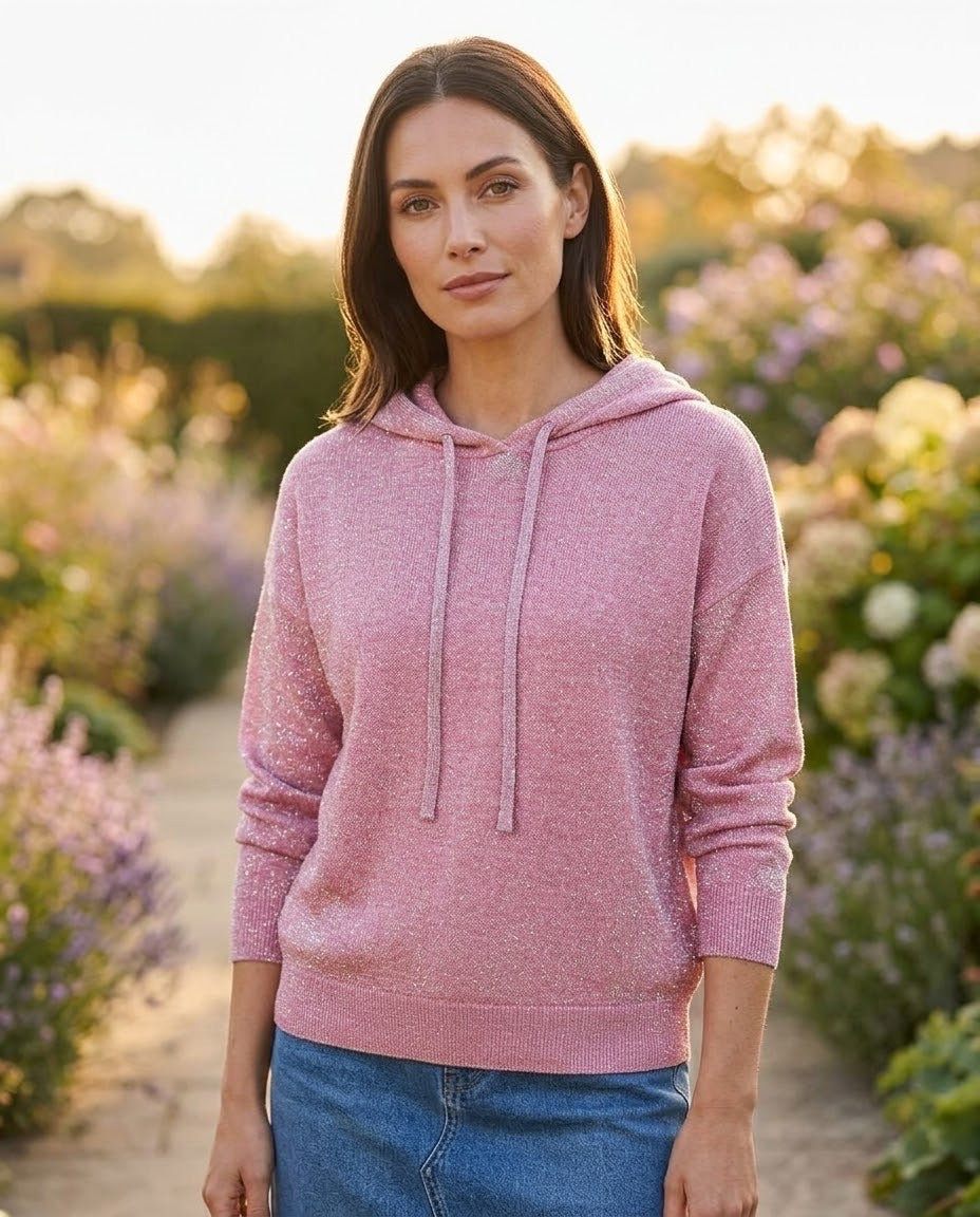 Sweat à Capuche Fils Lurex Rose, La Garde-Robe de Nina - vue 1