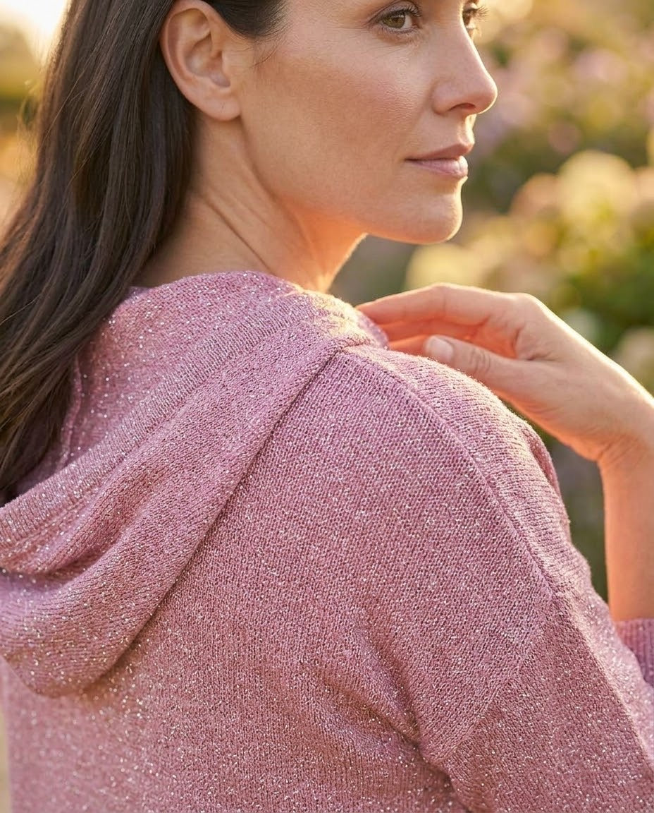 Sweat à Capuche Fils Lurex Rose, La Garde-Robe de Nina - vue 2