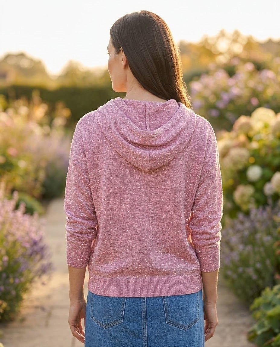 Sweat à Capuche Fils Lurex Rose, La Garde-Robe de Nina - vue 3