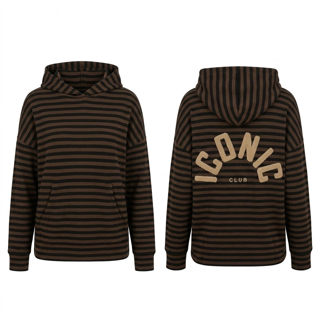 Sweat à Capuche Rayé Iconic Club Brun, La Garde-Robe de Nina - vue 4