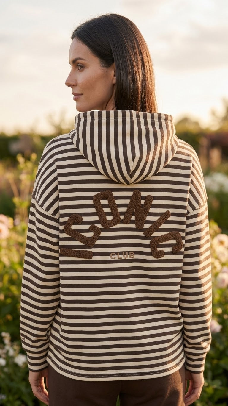 Sweat à Capuche Rayé Iconic Club Beige, La Garde-Robe de Nina - vue 1