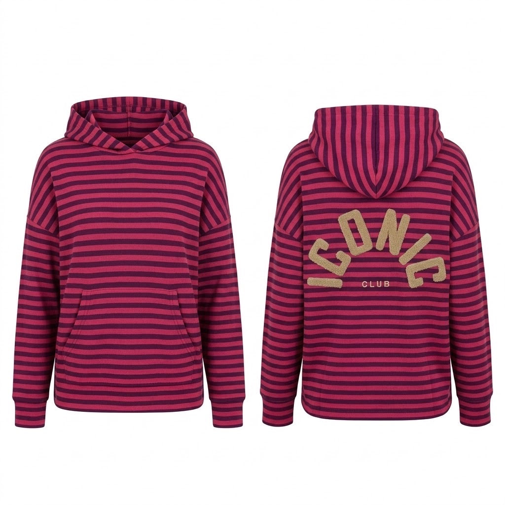 Sweat à Capuche Rayé Iconic Club Rose, La Garde-Robe de Nina - vue 2