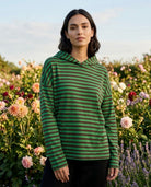 Sweat à Capuche Rayé Iconic Club Vert, La Garde-Robe de Nina - vue 1