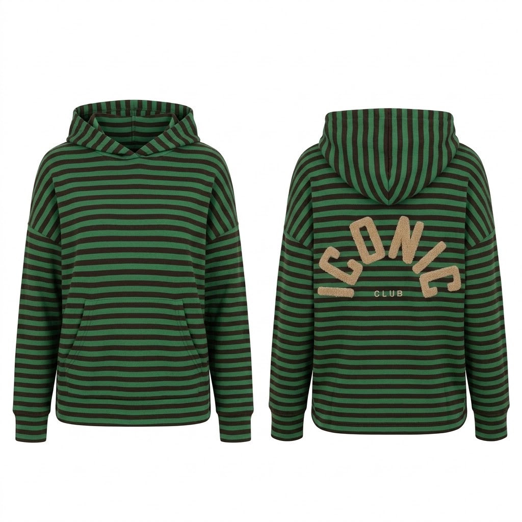 Sweat à Capuche Rayé Iconic Club Vert, La Garde-Robe de Nina - vue 3