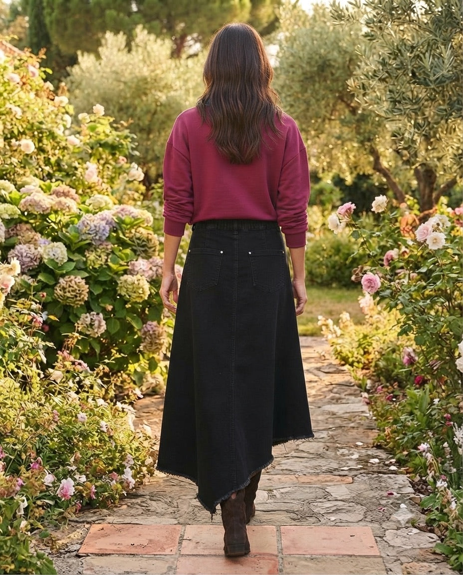 Sweat Bi-Matière Col Jean Zippé Bordeaux, La Garde-Robe de Nina - vue 5