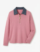 Sweat Bi-Matière Col Jean Zippé Rose, La Garde-Robe de Nina - vue 5