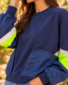 Sweat Bi-Matière Marine Poches Nylon, La Garde-Robe de Nina - vue 3