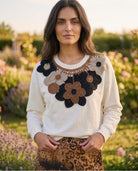 Sweat Écru Fleurs en Crochet, La Garde-Robe de Nina - vue 1