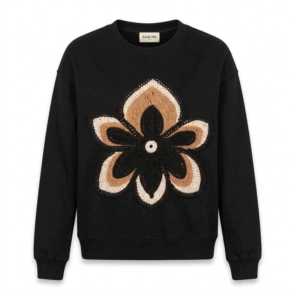 Sweat Noir Fleur Crochet, La Garde-Robe de Nina - vue 4