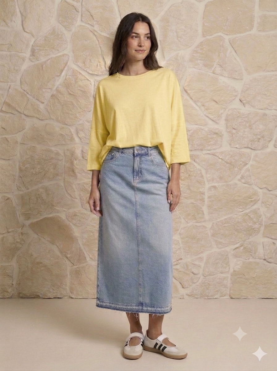 Tee-shirt basique Jaune pâle, La Garde-Robe de Nina - vue 1
