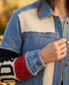 Veste en Jean Bi-Matière Manches Colorblock, La Garde-Robe de Nina - vue 3