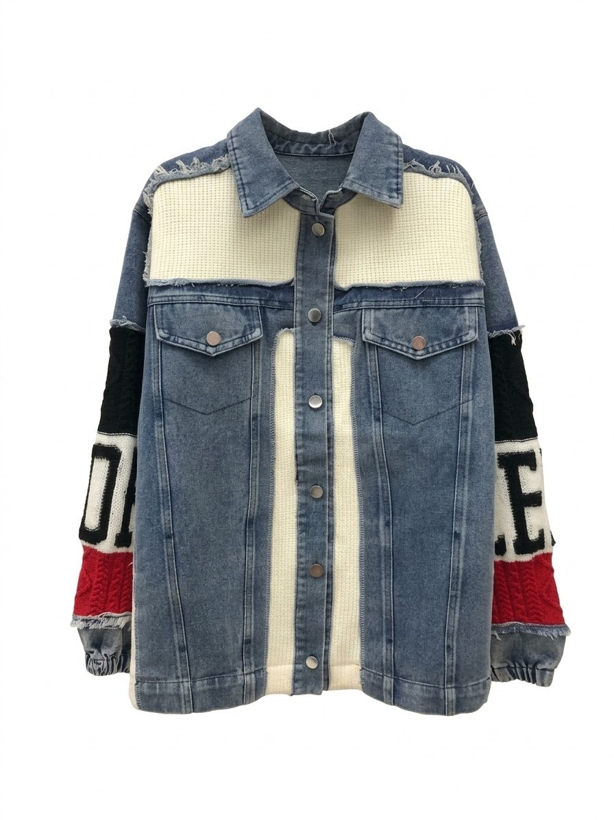 Veste en Jean Bi-Matière Manches Colorblock, La Garde-Robe de Nina - vue 4