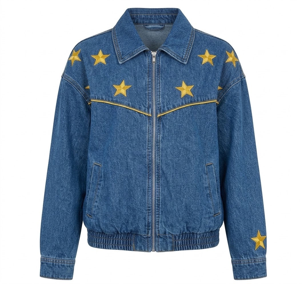 Veste en Jean Brodée Étoiles Dorées, La Garde-Robe de Nina - vue 4