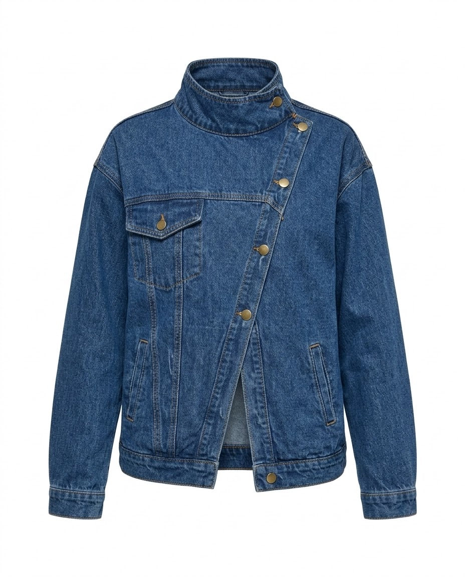 Veste en Jean Col Montant Croisée, La Garde-Robe de Nina - vue 5