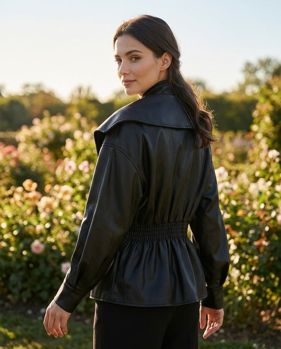Veste Similicuir Col Châle Noir, La Garde-Robe de Nina - vue 2