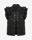 Veste Similicuir Sans Manches à Volants Noir, La Garde-Robe de Nina - vue 3