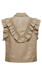 Veste Similicuir Sans Manches à Volants Beige, La Garde-Robe de Nina - vue 2