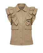 Veste Similicuir Sans Manches à Volants Beige, La Garde-Robe de Nina - vue 4