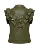 Veste Similicuir Sans Manches à Volants Kaki, La Garde-Robe de Nina - vue 4