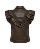 Veste Similicuir Sans Manches à Volants Marron, La Garde-Robe de Nina - vue 2